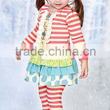 Factory wholesale baby stripe outfit button decorative for girls flower daily garment