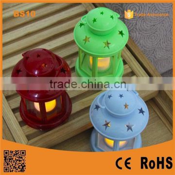 2015 Promotion Poppas BS10 Colorful candle holder Plastic christmas decorative led hurricane lantern