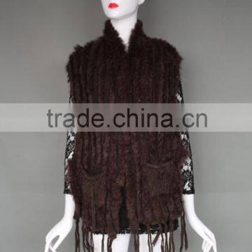 Black Knitted Fur Shawl European Style Tassel Shawl Fashion Girl's Favorite Style