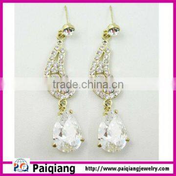 Fashion new product gold plated full rhinestone drop earrings