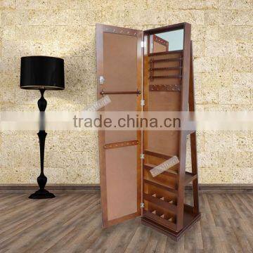 2016 Latest hot selling standing jewelry armoire with mirror for sale