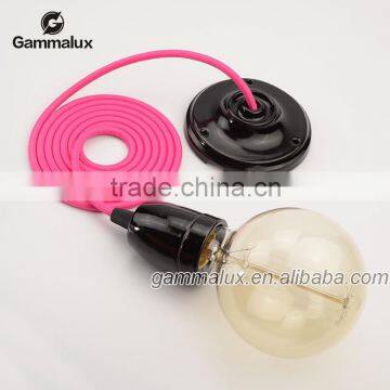 Hot Sale E27 Ceramic Ceiling Rose Light Holder,Ceramic Socket,Lamp cord set