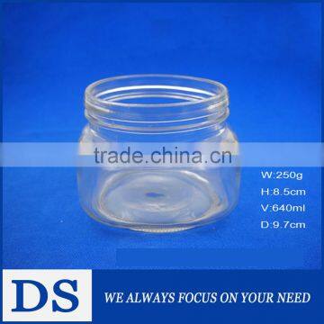 640ml wholesale high quality clear glass jars for pickles