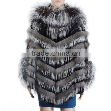 Women beautiful fur poncho silver fox fur poncho rex rabbit fur poncho sale KZ150082                        
                                                                                Supplier's Choice