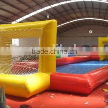 2014 red and yellow inflatable water football pitch