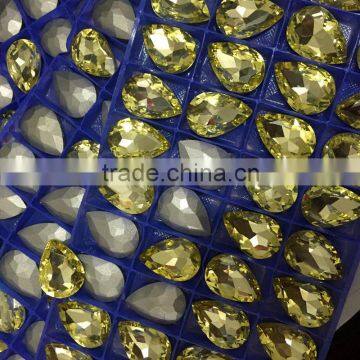 Jonquil yellow Color 20x30mm Tear Drop Shaped Foiled Loose Rhinestone