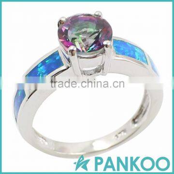 Pankoo Precious Stone Series Opal Sterling Silver for Engagement Unisex Ring