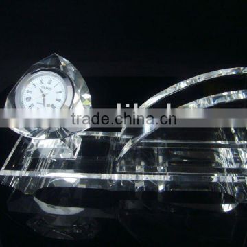 Wholesale Crystal Glass Card Holder wih Clock OS017