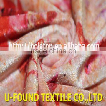 2015 Hot Sell 92% Polyester 8% Spandex Digital Print Maple Leaf Design on ks Spandex Velvet for Dress photo-4