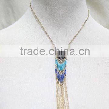 Newest Gold multiraw Mix -color Seedbead Necklace Triple pendant necklace 2016 fashion style wholesale