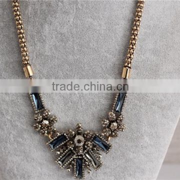 Hot design gold plated necklace jewelry, crystal necklace for women