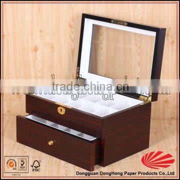 Customized Design Wooden Jewelry Display Boxes With Clear Window On Sale DH2429#