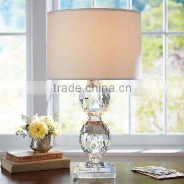mass production the lowest price led bead crystal table lamp with fabric cylinder shade