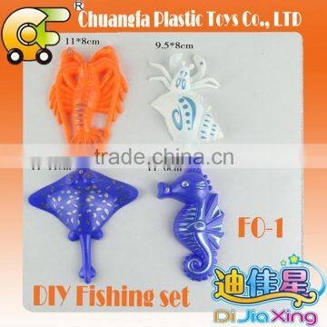 Chinese plastic toys kids DIY magnetic fishing toy set