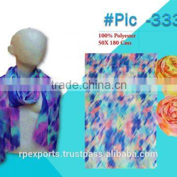 New fancy printed cheep poly-chiffon scarf 2016-2017