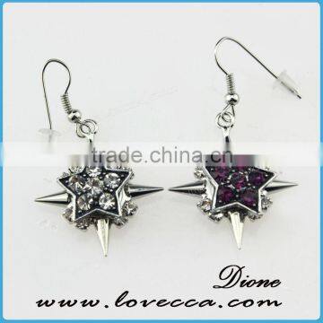 Cheap wholesale fashion women silver alloy setting crystal fancy earrings