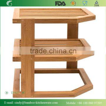 Natural Bamboo 3-Tier Corner Shelf, Wood/Bamboo Bathroom Corner Shelf