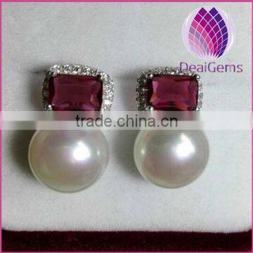 2015 new fashion 925 sterling freshwater 11-12cm pearl stud earring