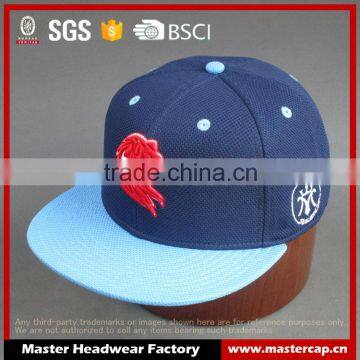 Custom 6- panel Blue Flat Brim Fitted Cap with 3D Embroidered Patch