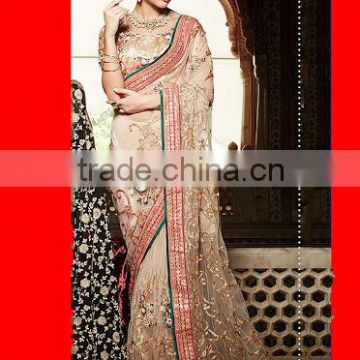 Wholesale Peach Net Saree