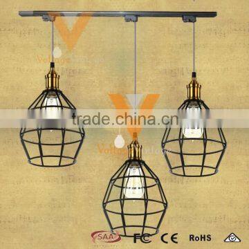 Manufacturer's Premium Wire Cage Pendant Lamp Industrial Track Light Vintage Aged Steel Hanging Lamp