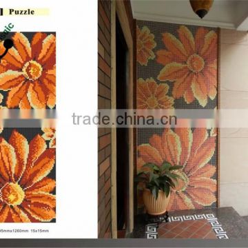 MB Hallway Backsplash Design Flower Glass Mosaic Tile Art Wall Pattern Tile Unique Mosaic Tile