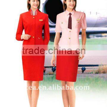 Femal's red airline stewardess uniform