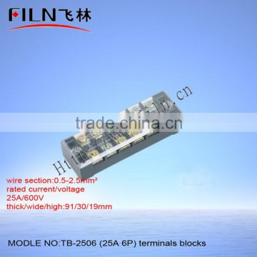 Hot 25A 6P Copper material TB terminal block TB-2506