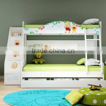 2016 new design kids bunk bed with different color and storage function