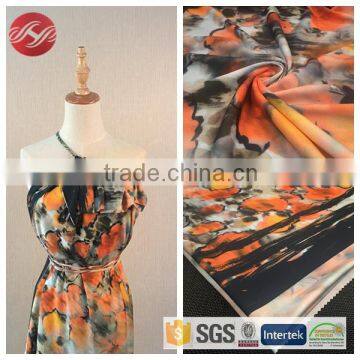 Single Jersey Knit Fabric Polyester Spandex ITY Digital Printing Fabric For Dress