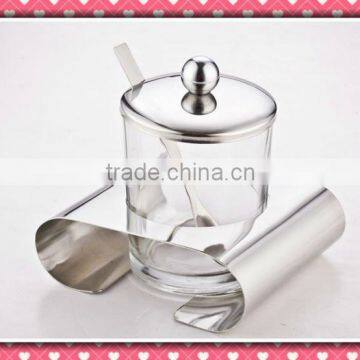 Glass sugar canister with spoon and base -Hot sell & Recommend products