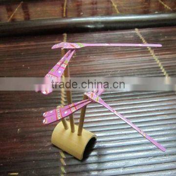 Pink Self-Balancing Bamboo Dragonfly