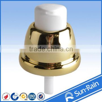 24/410 shiny gold aluminum closure of cream dispenser pump with cap