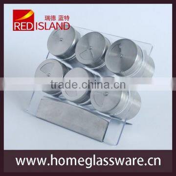 NEW Kitchen Bottle Spice Rack W 6 Glass Jar Bottles SET photo-3