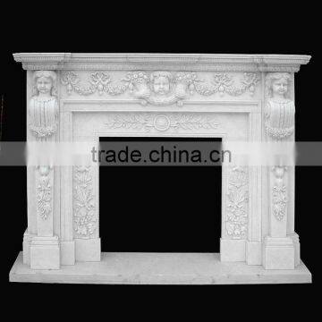 Artificial White Marble Fireplace Surround With Child Statue