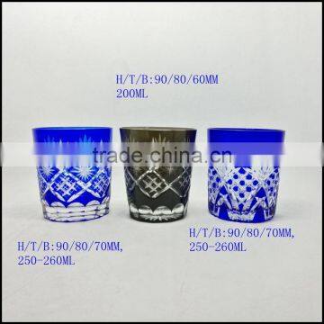 solid blue and black hand cut drinking glass tumbler