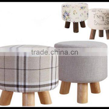 Skidproof Cheap Delicate Refined Colorful Small Cloth Stool Chair With 3 Carbonized Wood Legs for Living Room photo-4