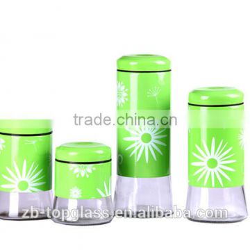 4 pieces airtight glass storage jar