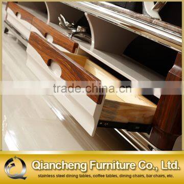 Fashion Wooden Led tv Stand Furniture With Showcase Marble Top photo-6