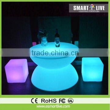 led plastic cafe chair/plastic cube furniture/led chairs and tables for bars