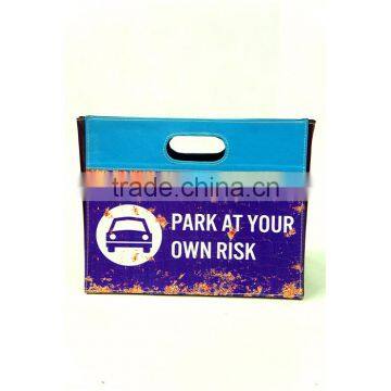 Foldable Faux Leather Storage Bin With Two Handles, Durable Open Storage Basket photo-4