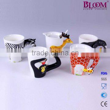 3D hand painting animal shape ceramic creativity mug