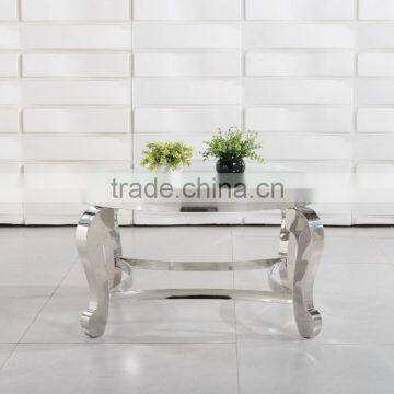 CT07R Metal Base Stainless Steel Marble Top Round Coffee Table photo-4
