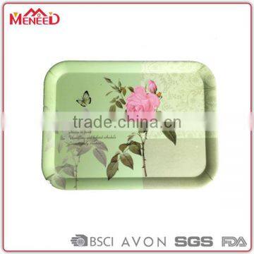 Colorful design 2015 popular melamine beautiful plastic anti-skid tray