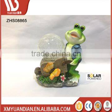 Cute Pushing Cart Frog Design Solar Lights Outdoor Garden