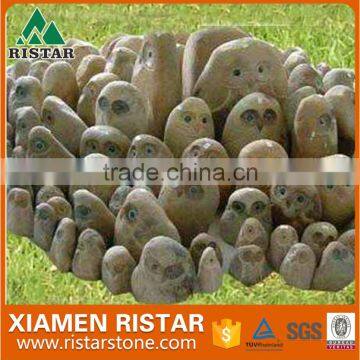 Natural Stone Owls Carvings , Stone Animal Carving