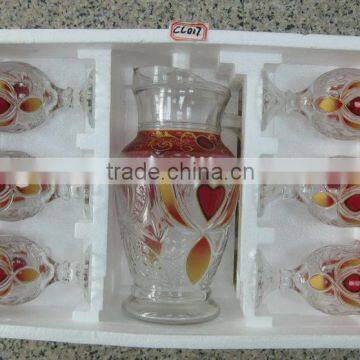 JK021 7pcs Glass Drinking Set with deco