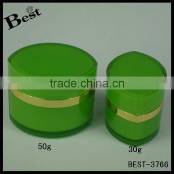 luxury 30ml 50ml cosmetic cream jar empty unique eye shape green gold black color cosmetic conatiner screw cap