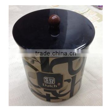 Round Tea Canister with Hand Nob on Lid