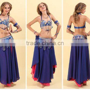 2 layers chiffon skirt with side slit for belly dancing